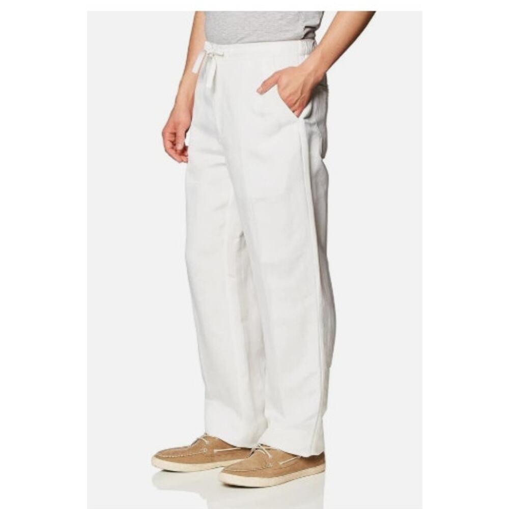 New NWT Cubavera White Linen‎ Blend Wide Leg Pants Size XL In Bright White